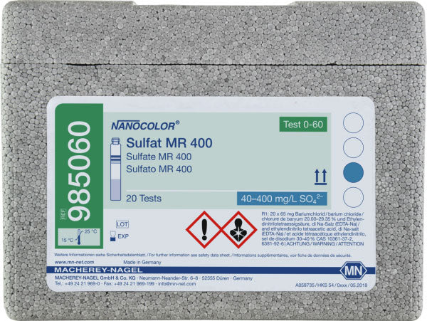 Tube test NANOCOLOR Sulfate MR 400