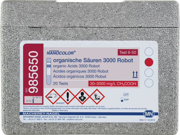 Tube test NANOCOLOR Robot Organic acids 3000