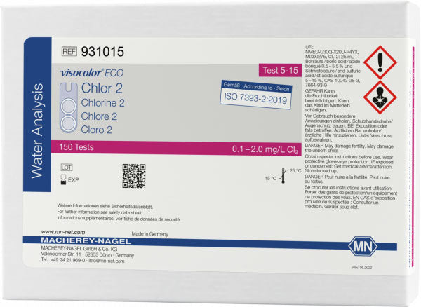 Colorimetric test kit VISOCOLOR ECO Chlorine 2, free and total