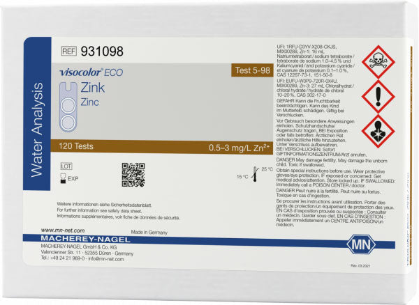Colorimetric test kit VISOCOLOR ECO Zinc