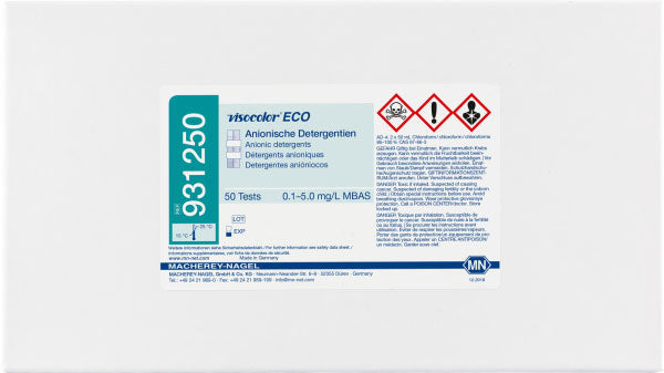 Colorimetric test kit VISOCOLOR ECO Anionic Detergents, refill pack