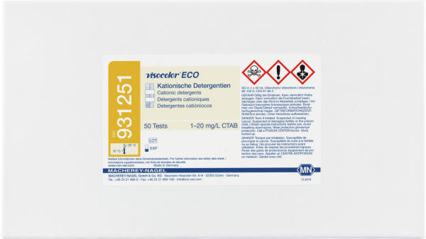 Colorimetric test kit VISOCOLOR ECO Detergents cationic, refill pack