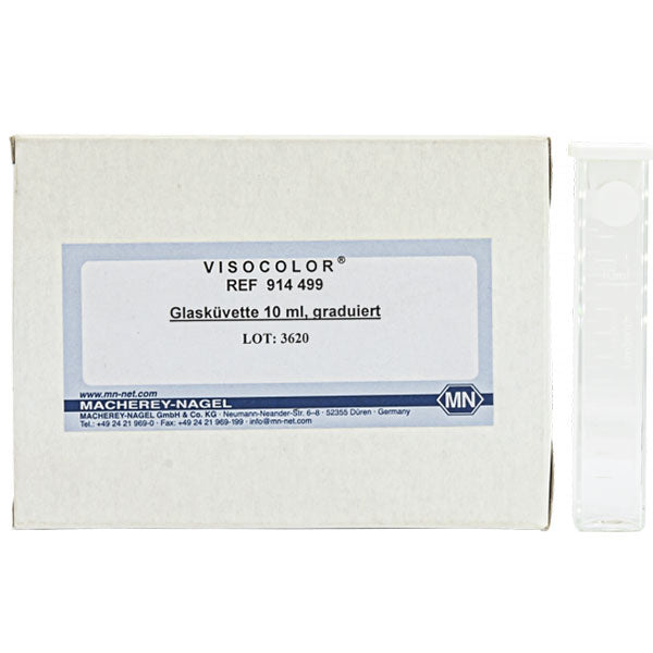 Glass cell with 10 mL marking for VISOCOLOR ECO Detergent tests