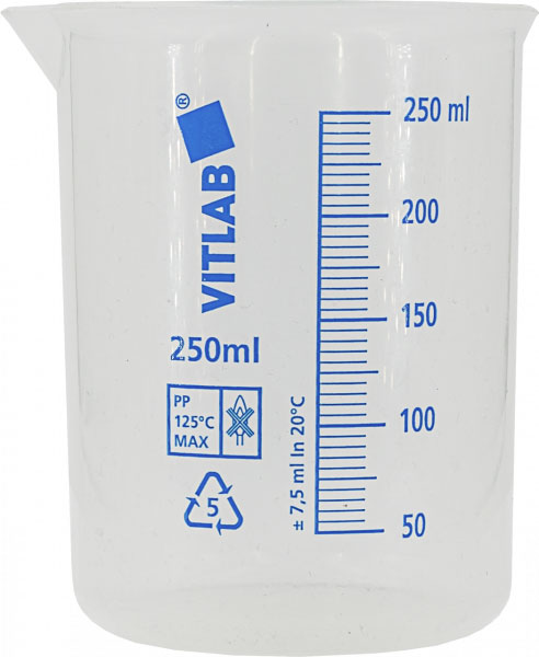 Sample beaker 250 mL for VISOCOLOR reagent case for soil analysis
