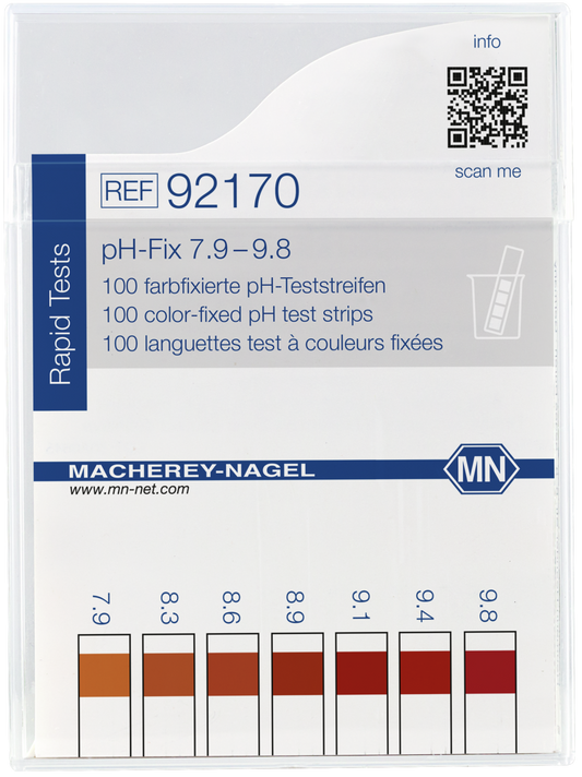 pH test strips, pH_Fix 7.9–9.8, fixed indicator