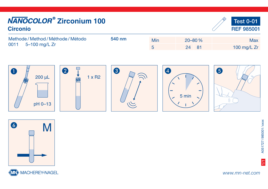 Tube test NANOCOLOR Zirconium 100