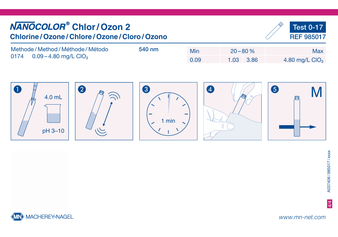 Tube test NANOCOLOR Chlorine/Ozone 2