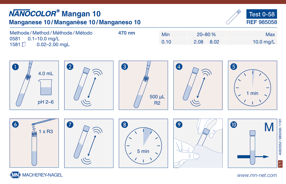 Tube test NANOCOLOR Manganese 10