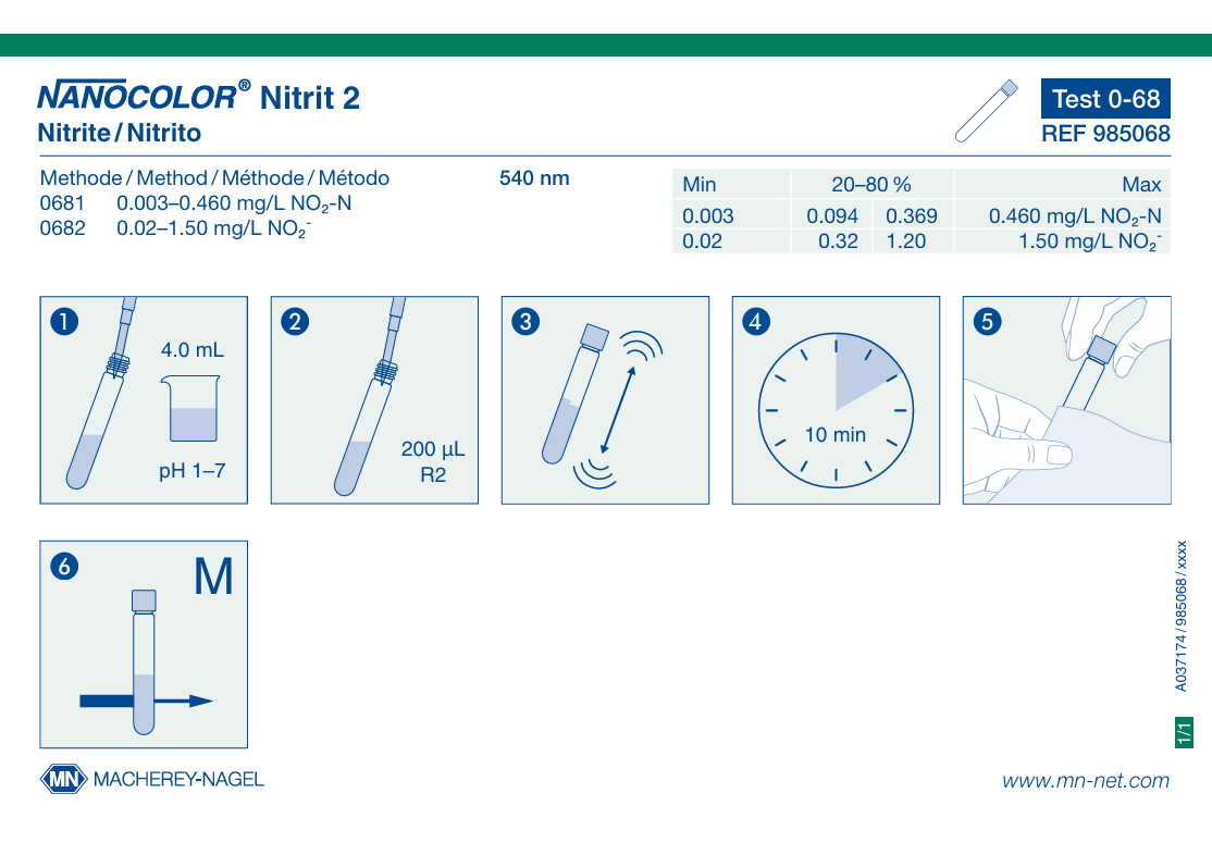 Tube test NANOCOLOR Nitrite 2