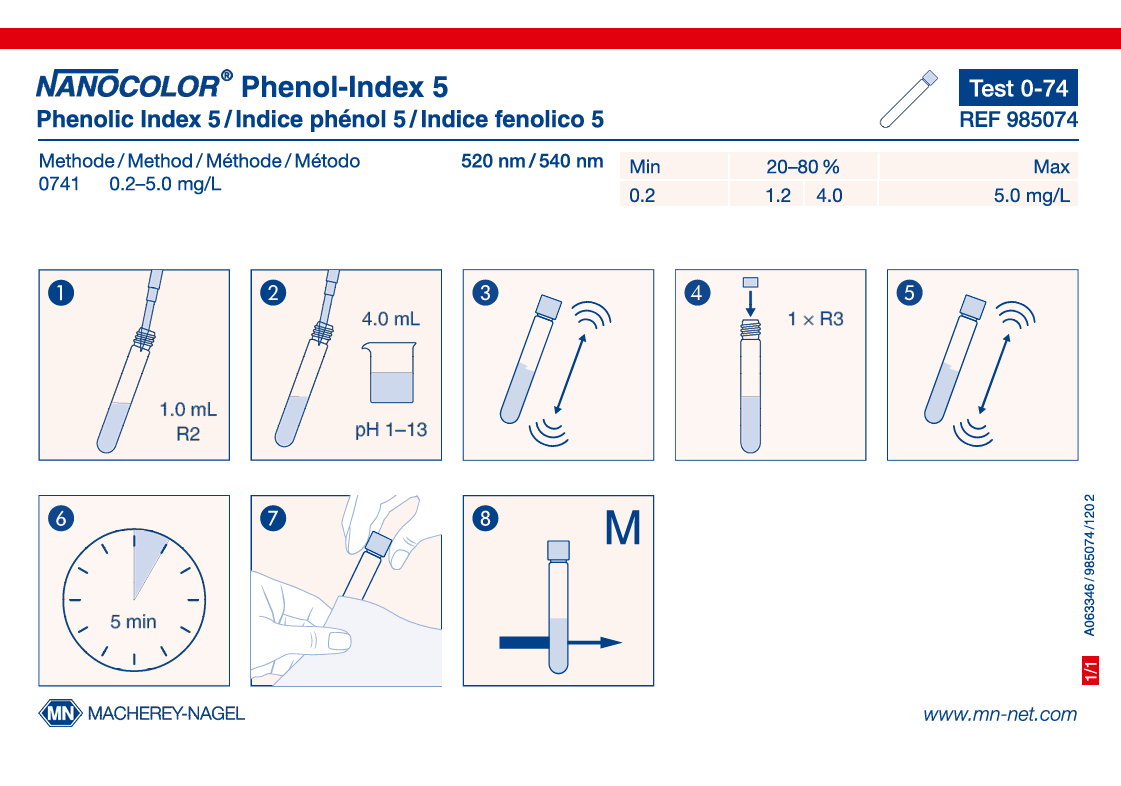 Tube test NANOCOLOR Phenolic index 5
