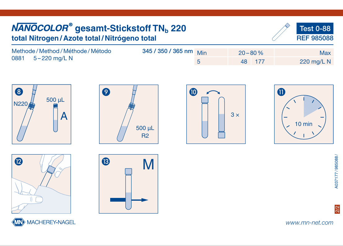 Tube test NANOCOLOR total-Nitrogen TNb 220