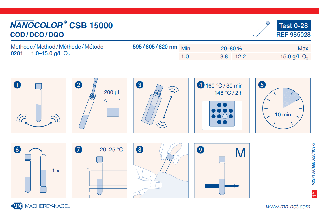 Tube test NANOCOLOR COD 15000