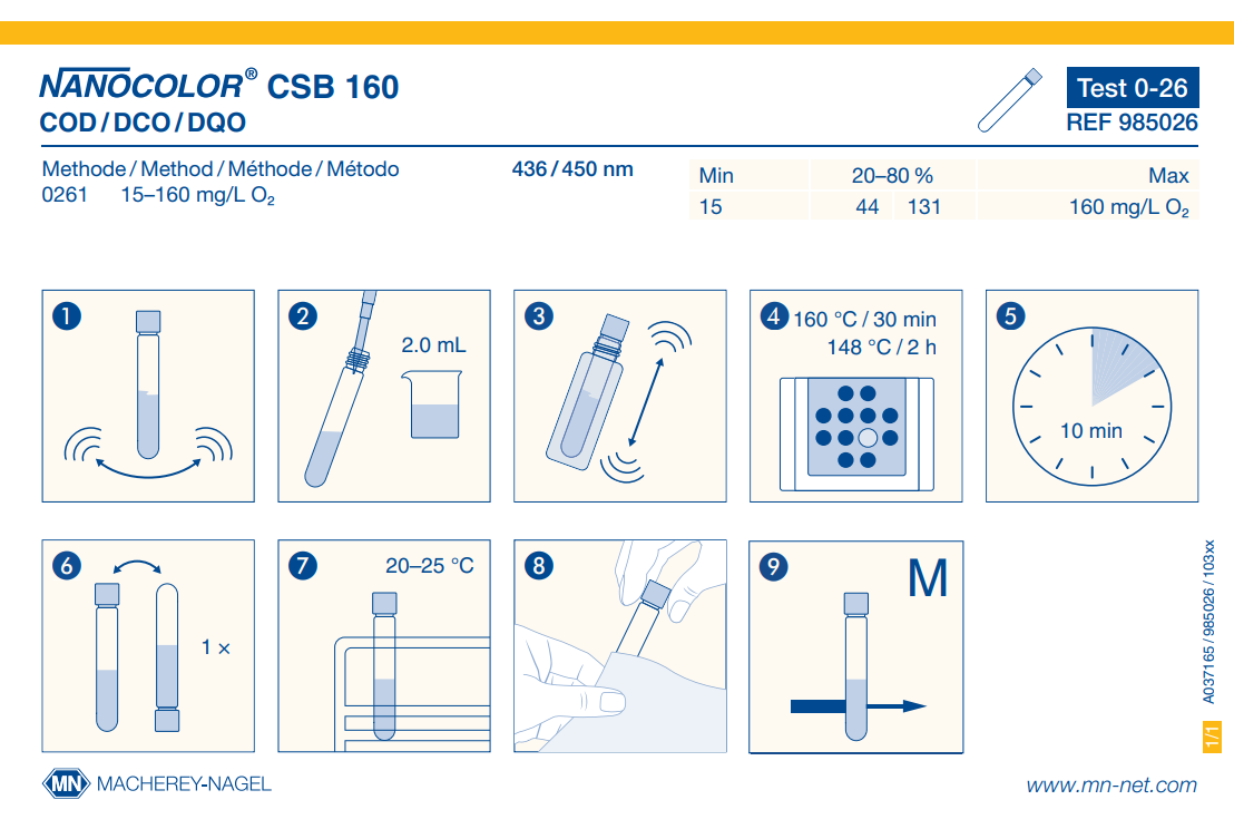 Tube test NANOCOLOR COD 160