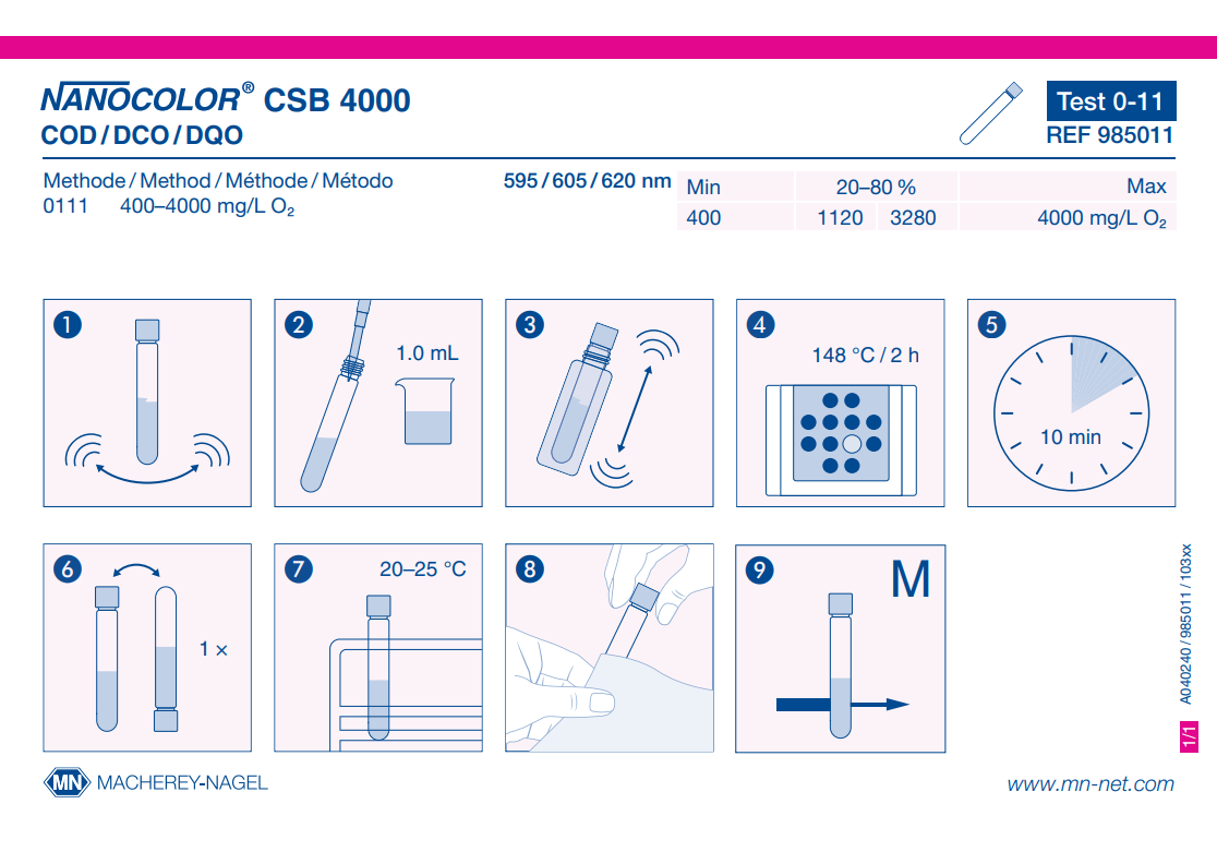 Tube test NANOCOLOR COD 4000