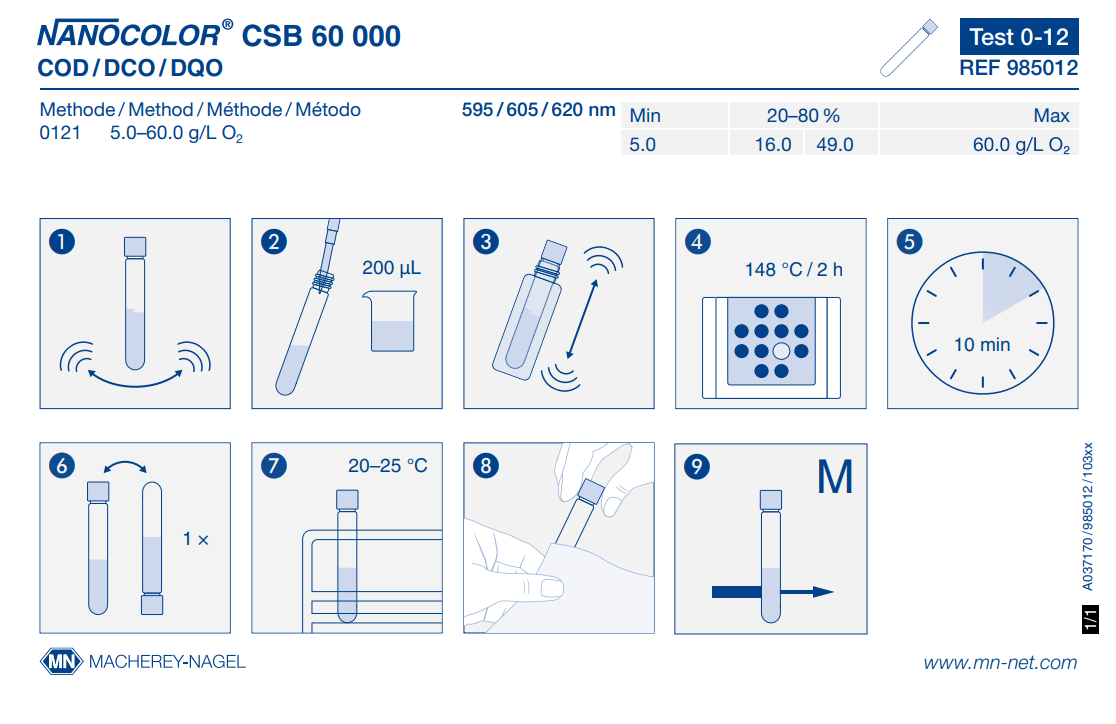 Tube test NANOCOLOR COD 60000