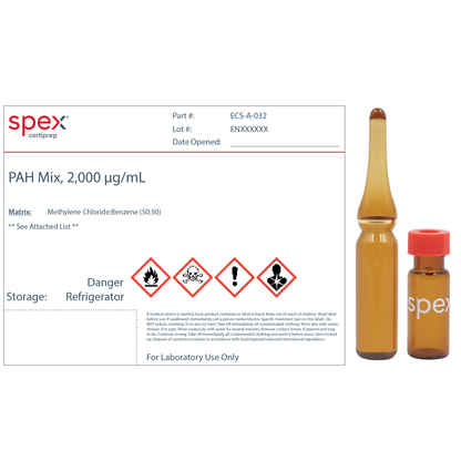 Polynuclear Aromatic Hydrocarbon (PAH) Mix for US EPA Methods 625 and 8270, 2,000 μg/mL (2,000 ppm) in Methylene Chloride:Benzene (50:50), 3 pack, 1.8 mL