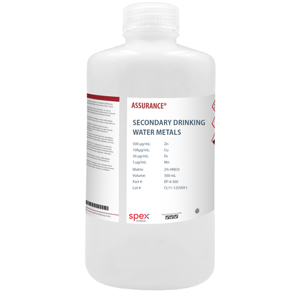 Secondary Drinking Water Metals for AA & ICP, 500 mL