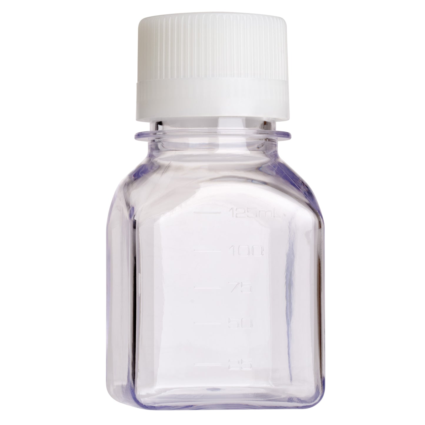 125mL Media Bottle, Square, PETG, Individually Wrapped, Sterile