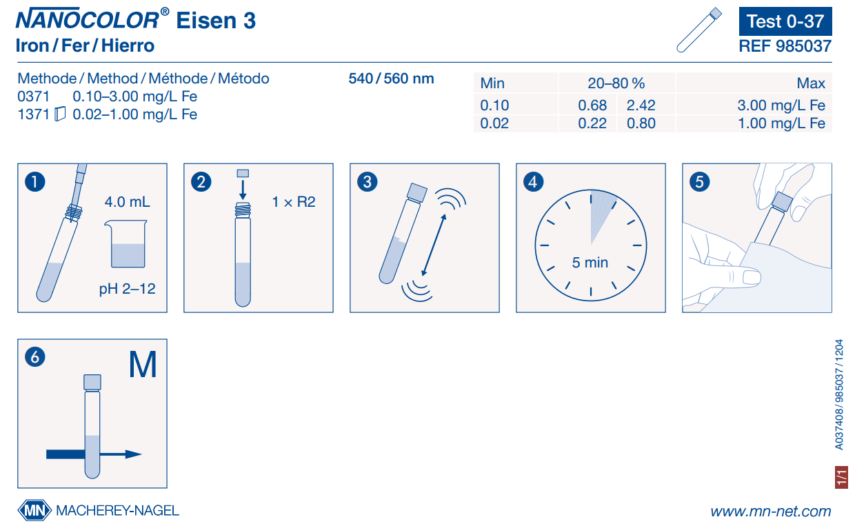 Tube test NANOCOLOR Iron 3