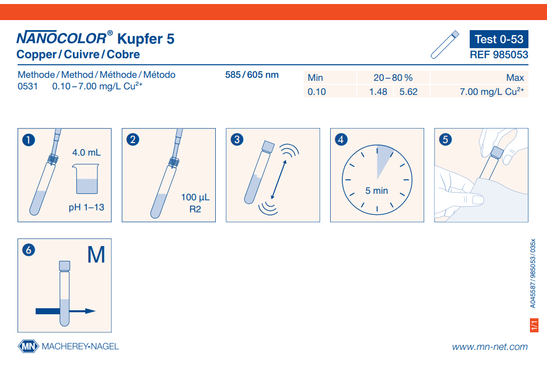 Tube test NANOCOLOR Copper 5