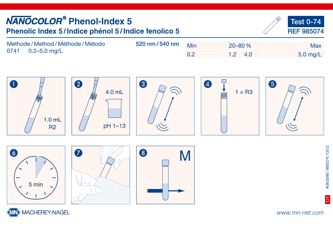 Tube test NANOCOLOR Phenolic index 5