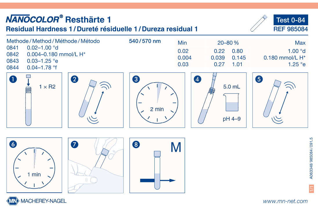 Tube test NANOCOLOR Residual hardness 1