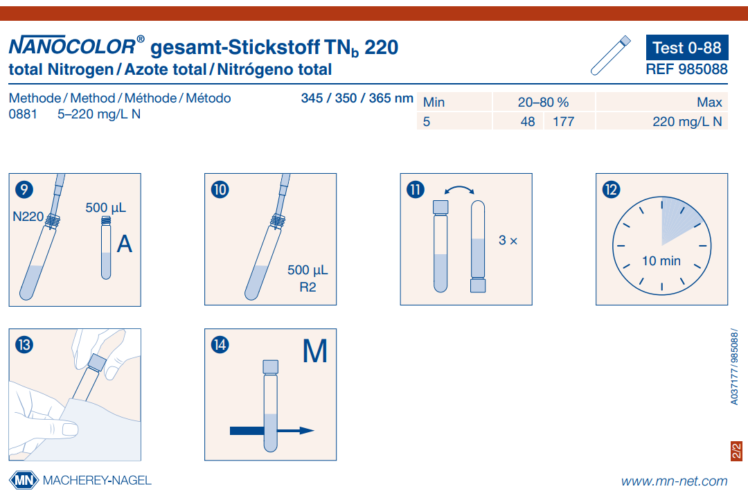 Tube test NANOCOLOR total-Nitrogen TNb 220
