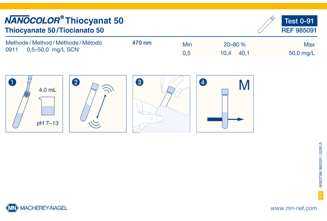 Tube test NANOCOLOR Thiocyanate 50