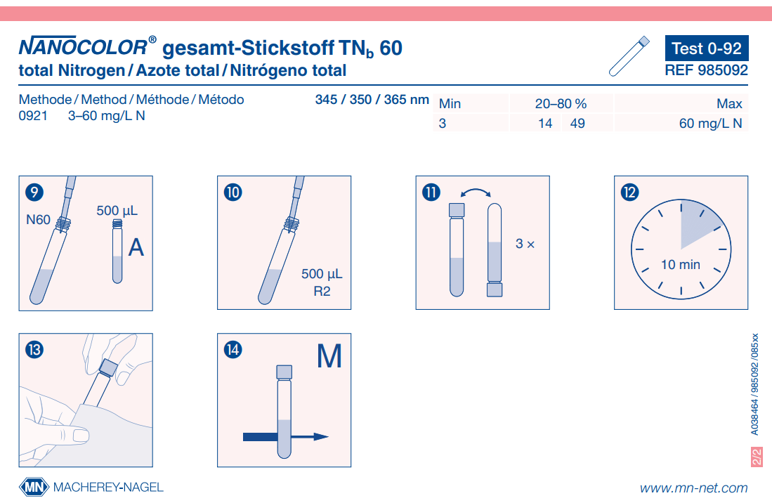 Tube test NANOCOLOR total-Nitrogen TNb 60