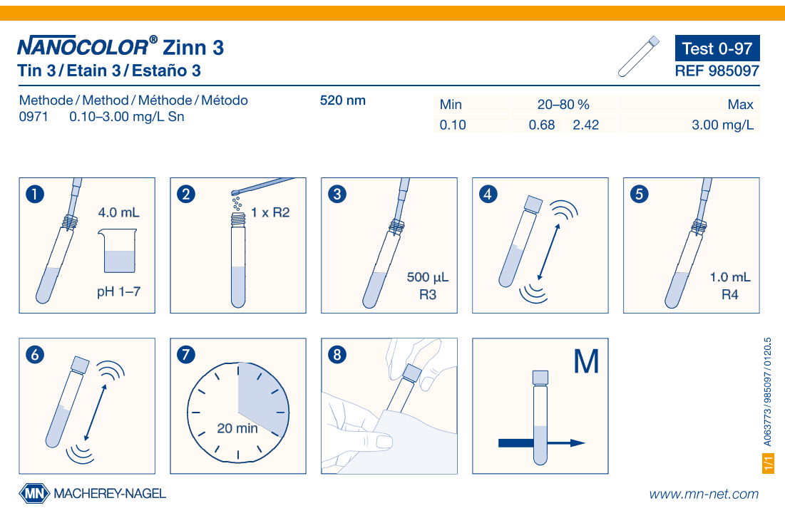 Tube test NANOCOLOR Tin 3