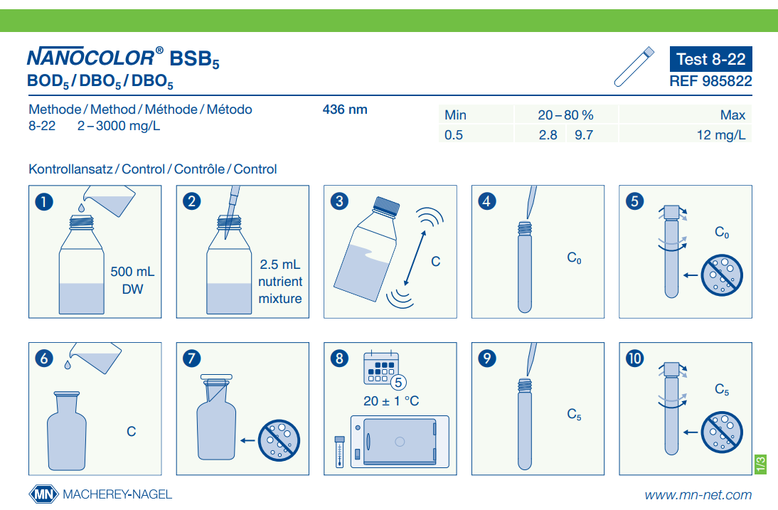 Tube test NANOCOLOR BOD₅