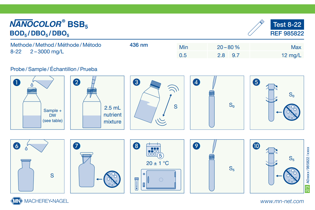 Tube test NANOCOLOR BOD₅