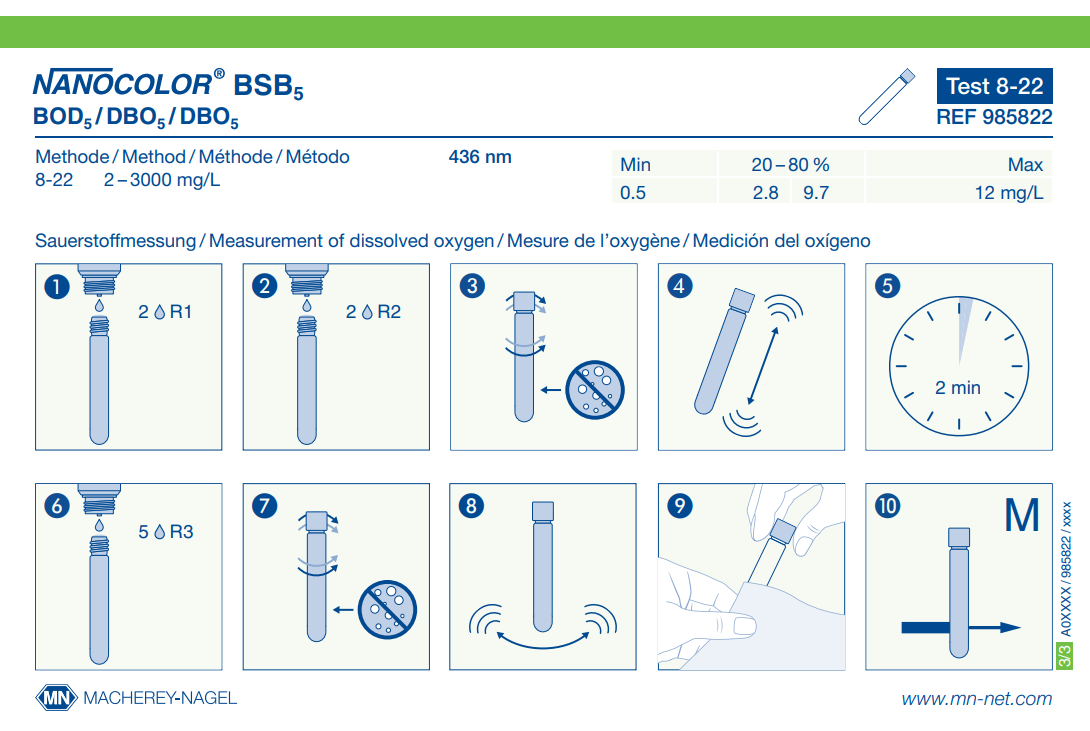 Tube test NANOCOLOR BOD₅
