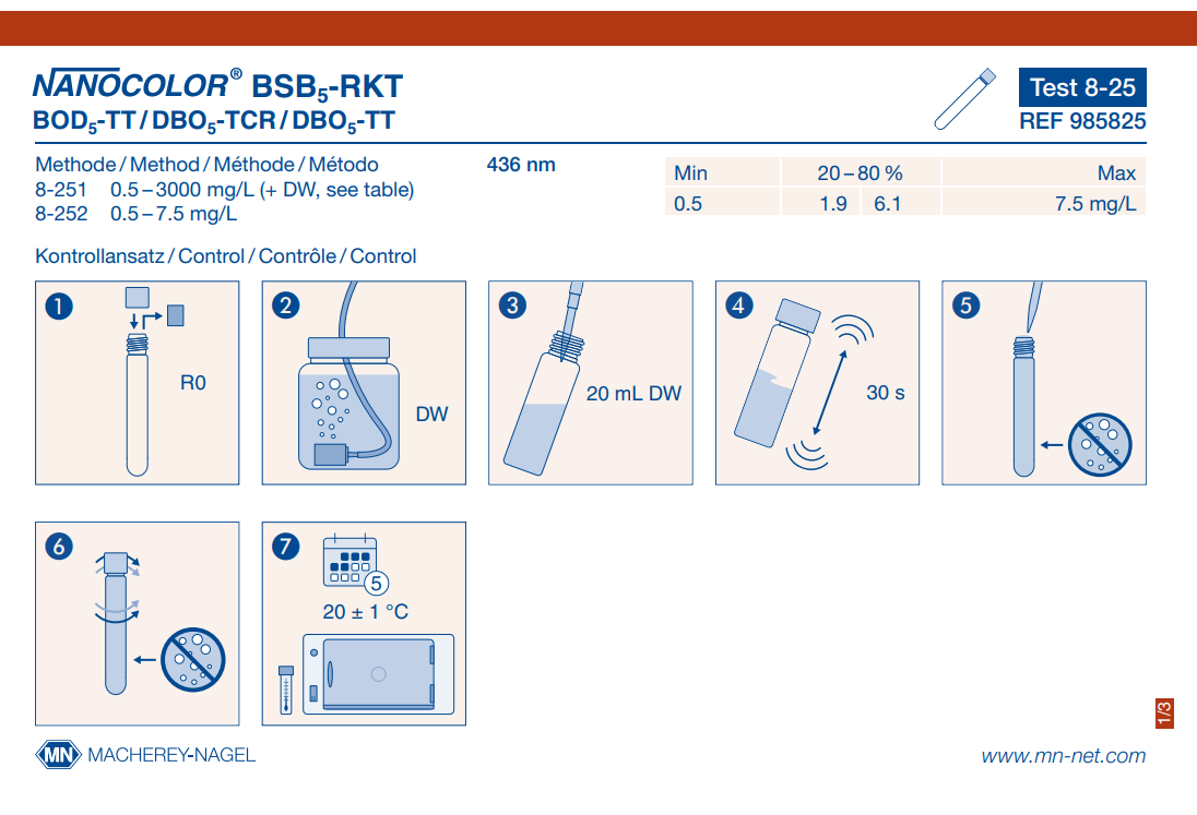 Tube test NANOCOLOR BOD₅-TT