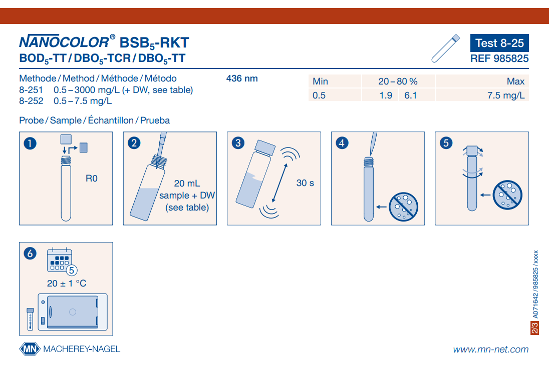 Tube test NANOCOLOR BOD₅-TT