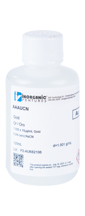 1000ug/mL GOLD/NaCN 125mL