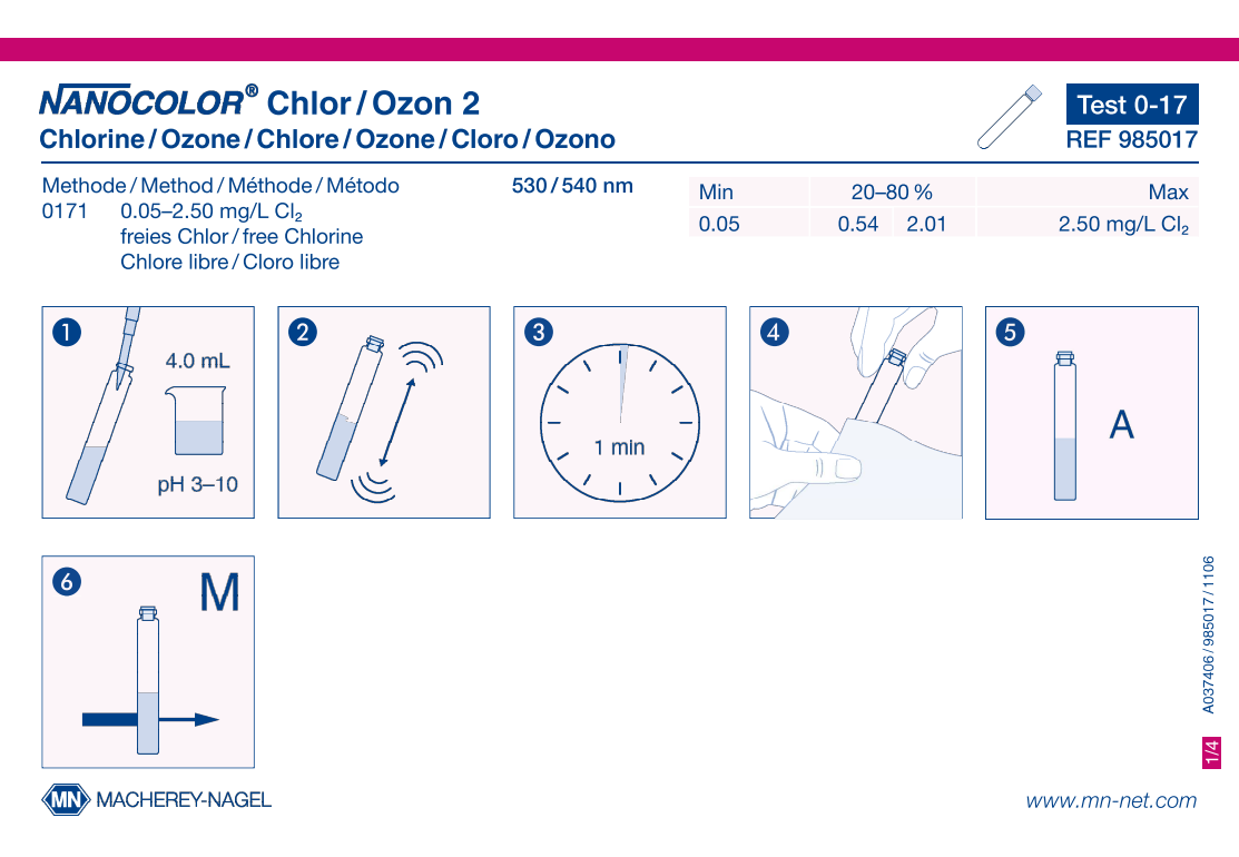 Tube test NANOCOLOR Chlorine/Ozone 2