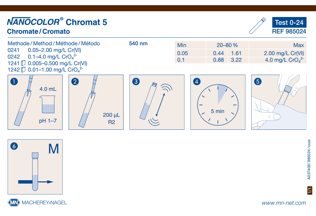 Tube test NANOCOLOR Chromate 5
