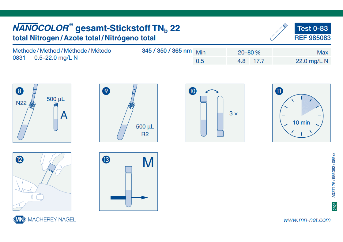 Tube test NANOCOLOR total-Nitrogen TNb 22