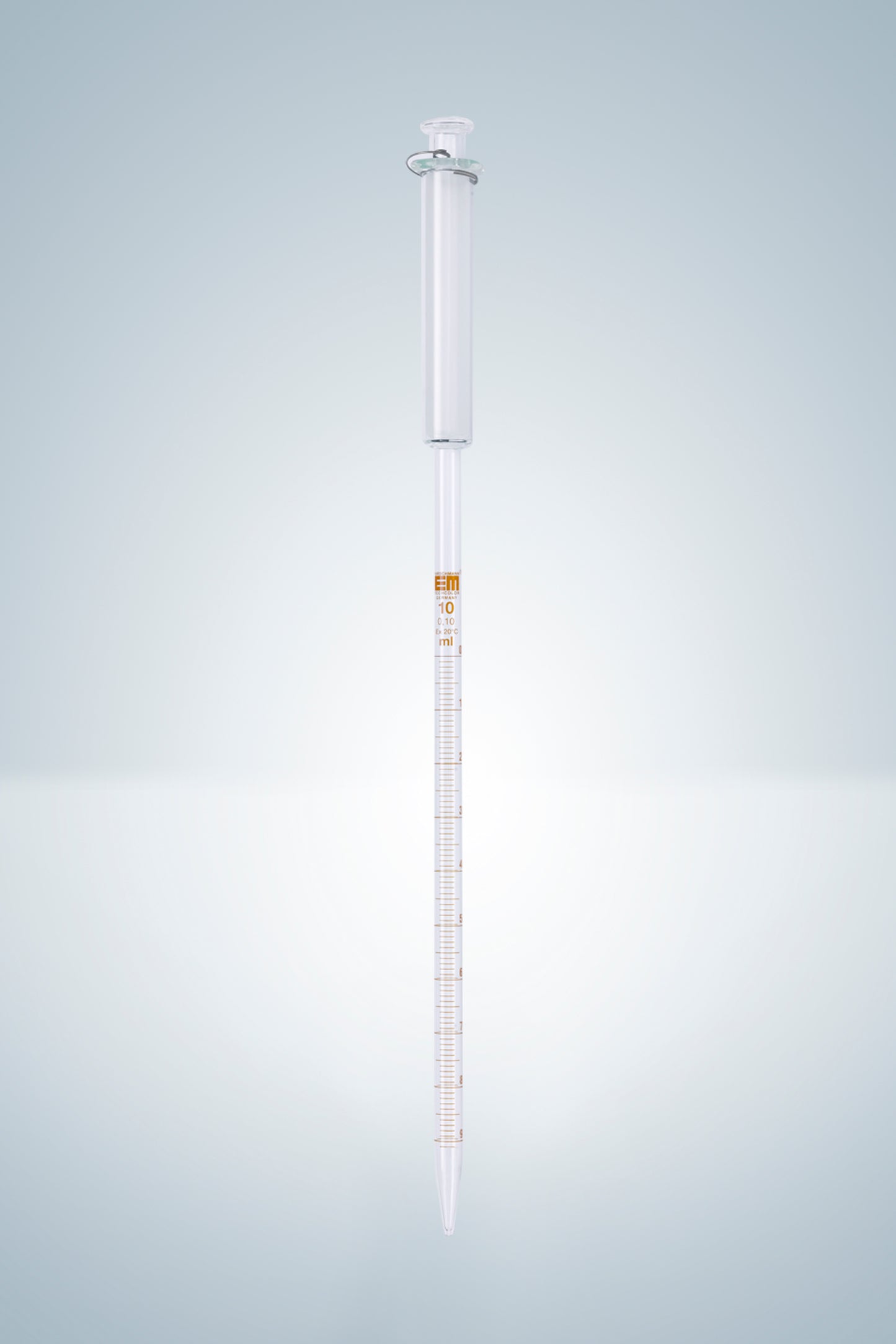 Grad. pipettes, with piston, amber grad