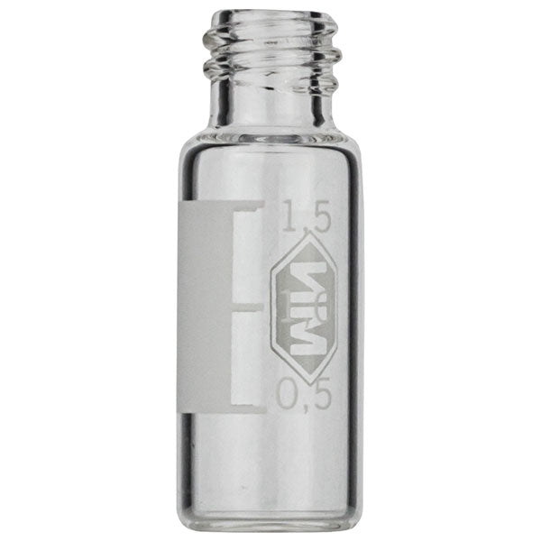 Screw neck vial, N 8, 11.6x32.0 mm, 2 mL, label, flat bottom, clear