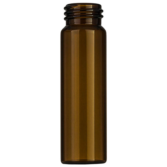 Screw neck vial, N 24, 27.5x95.0 mm, 40.0 mL, flat bottom, amber