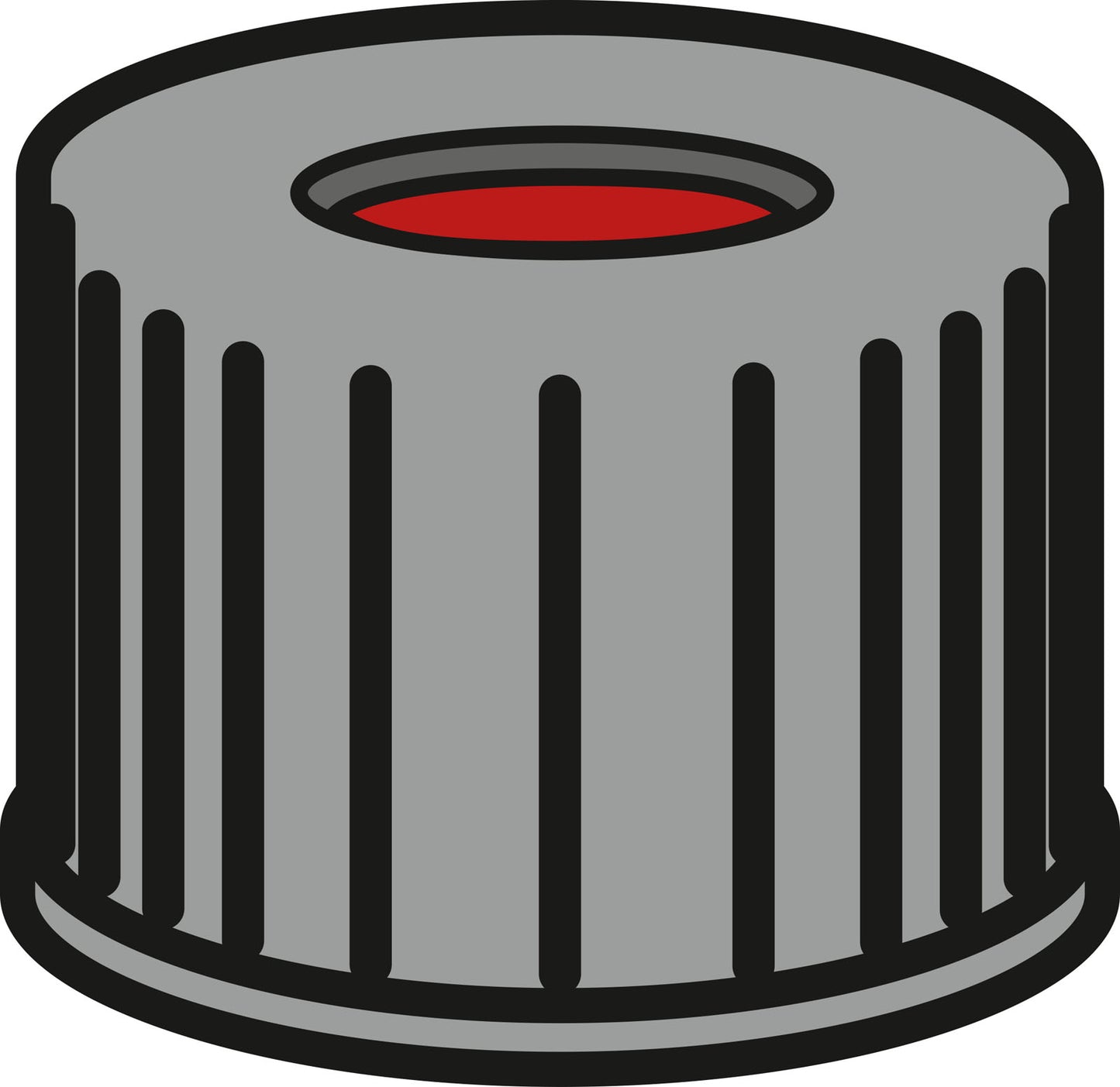 Screw closure, N 10, PP, black, center hole, PTFE red/Silicone w./PTFE red,1.0mm