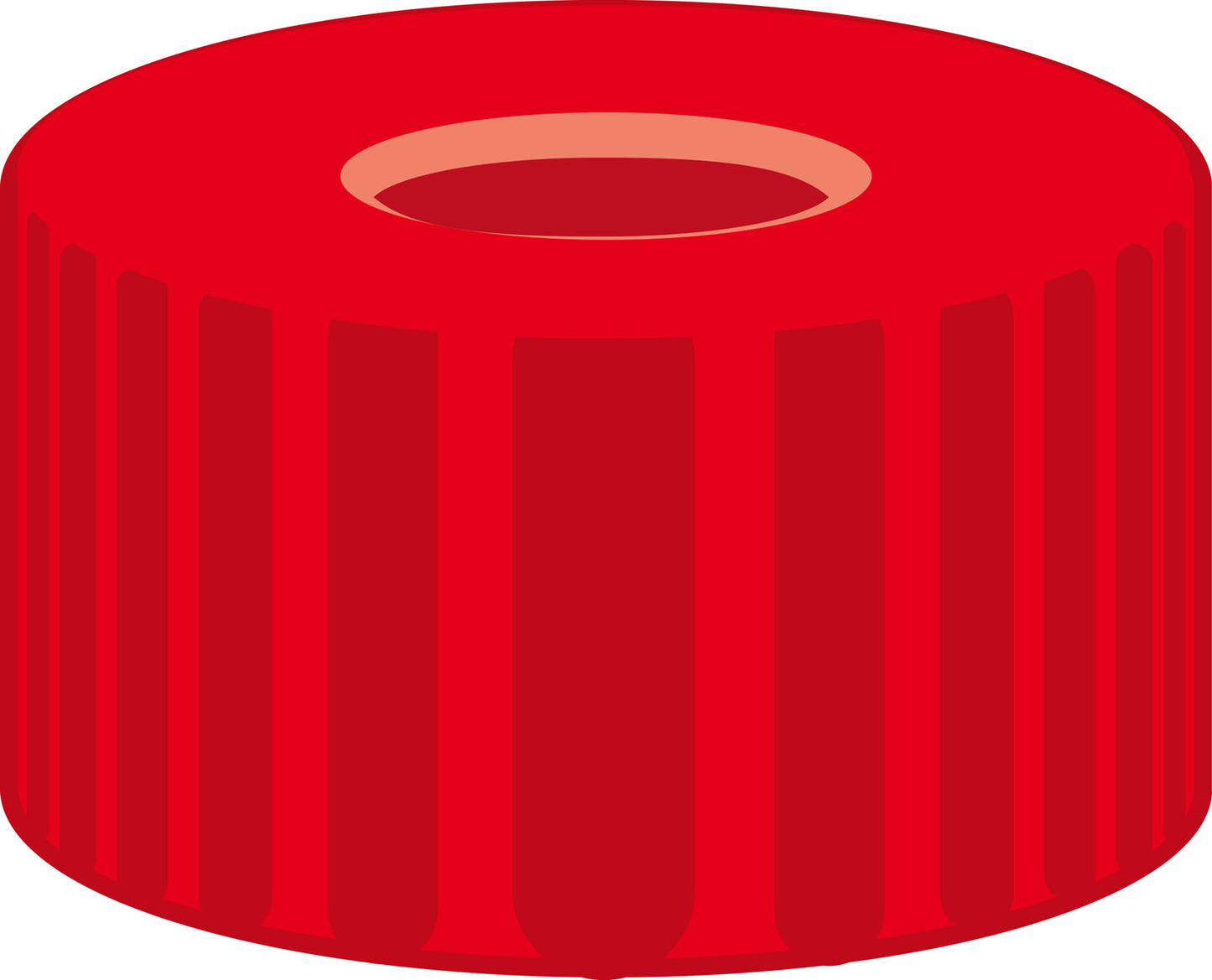 Screw closure, N 9, PP, red, center hole, PTFE red/Silicone white/PTFE red,1.0mm