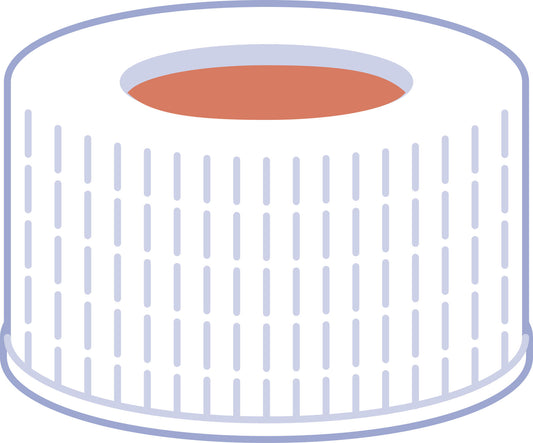 Screw closure, N 24, PP, white, center hole, Butyl red/PTFE gray, 2.4 mm