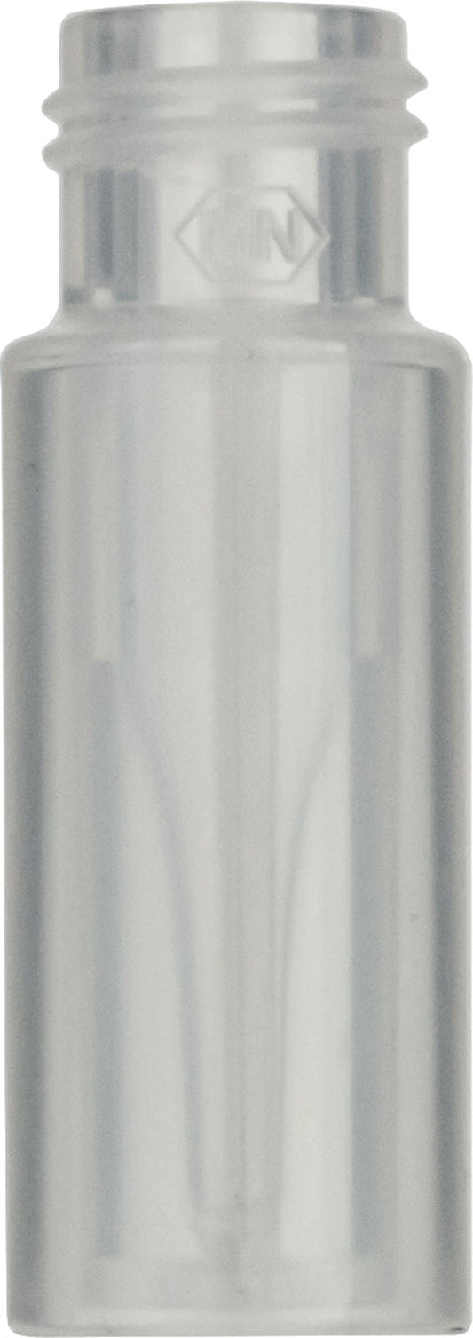 Screw neck vial, N 9, 11.6x32.0 mm, PP tr., w. intergr. 0.2 mL con. glass insert