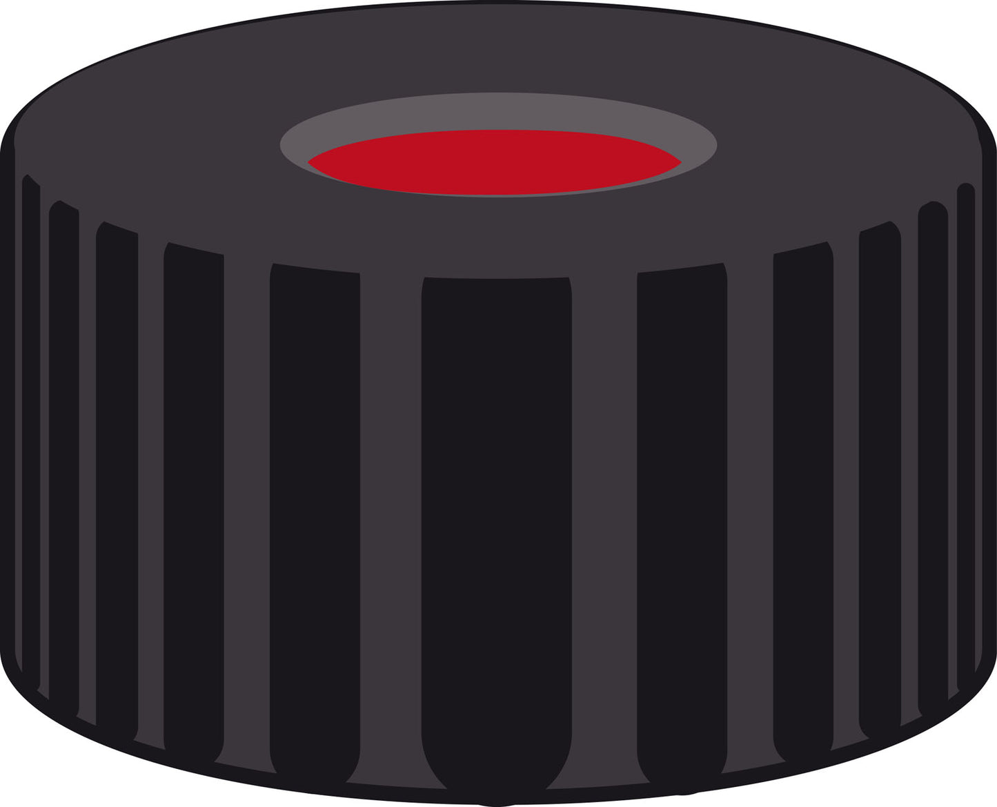 Screw closure, N 9, PP, black,center hole,PTFE red/Silicone white/PTFE red,1.0mm