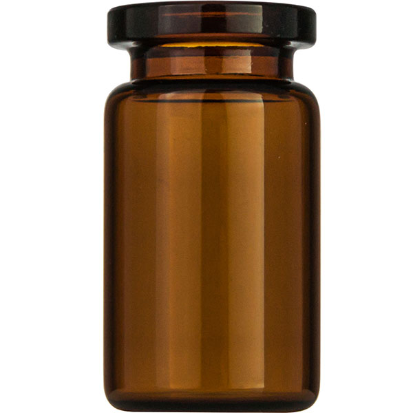 Crimp neck vial, N 20, 20.5x38.0 mm, 5.0 mL, flat bottom, flat neck, amber
