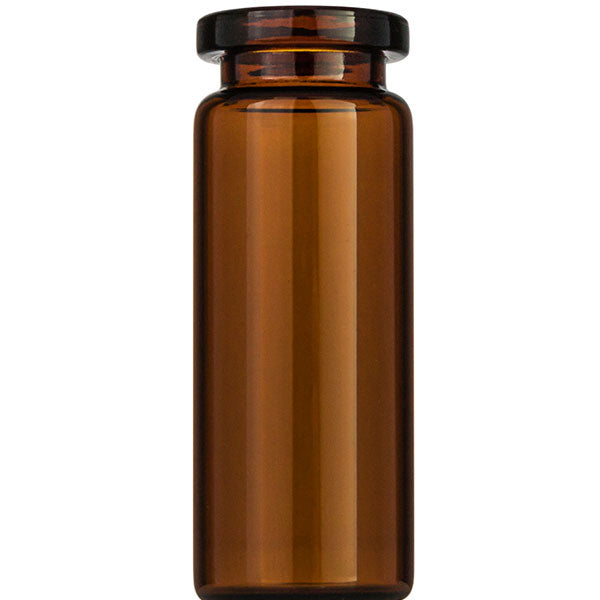 Crimp neck vial, N 20, 20.5x54.5 mm, 10.0 mL, flat bottom, flat neck, amber