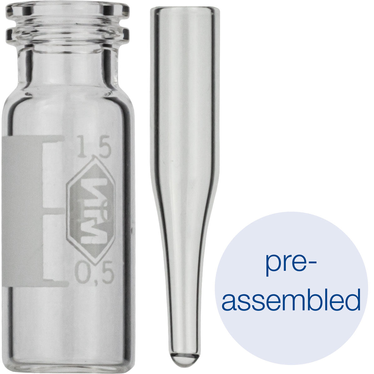 Snap ring/crimp neck vial, N 11 (702713) with assembled conical insert (702813)